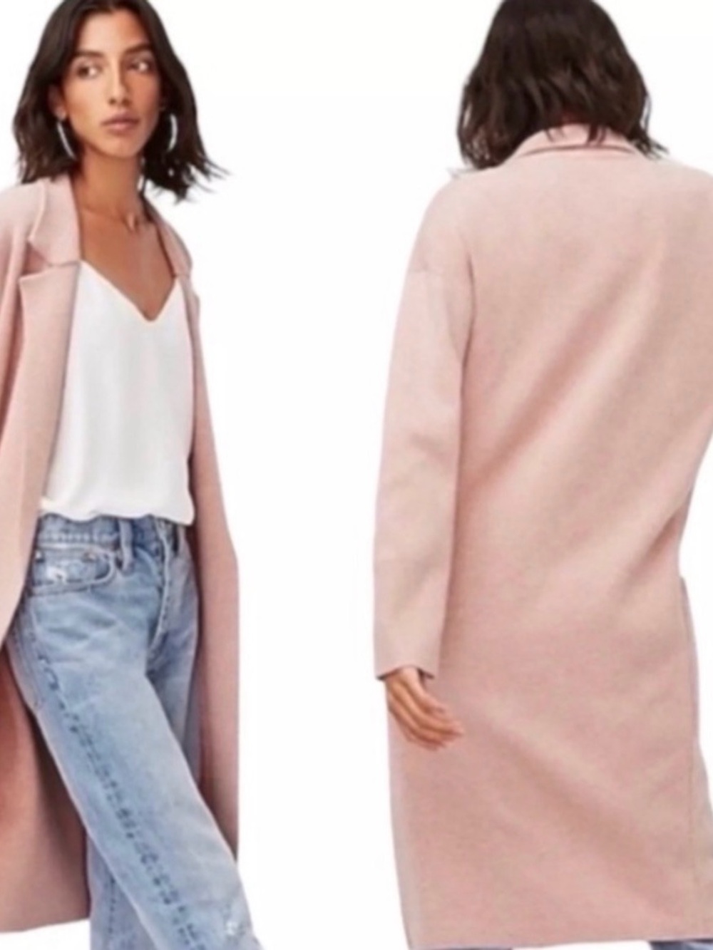 J. Crew Women's Ella Long Pink Open Front Sweater Coat in Wool Blend